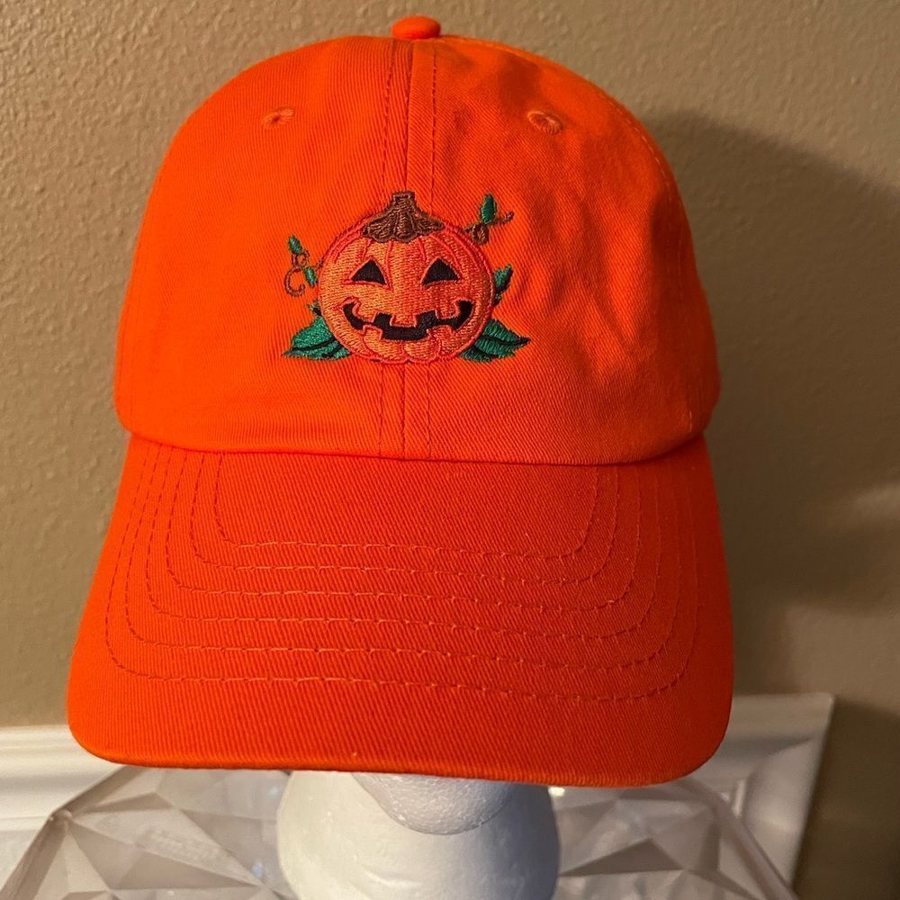 Dalix Orange Embroidered Pumpkin Adult Fall Hat Adjustable